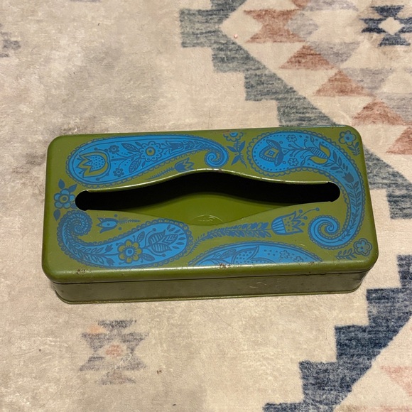 Other - Vintage Ransberg MCM Green and Blue Paisley Tissue Box